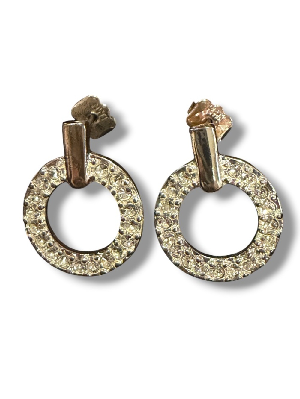 Avon Women’s Crystal Pave Circle Shape Silver-Tone Hoop Stud Earrings Jewelry